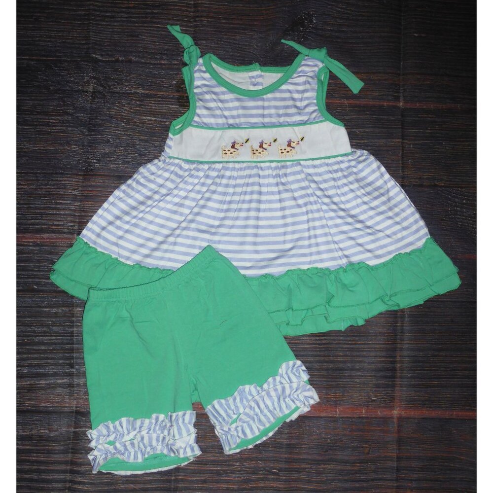 Boutique Puppy Dog Butterfly Tunic & Shorts Girls Outfit Set